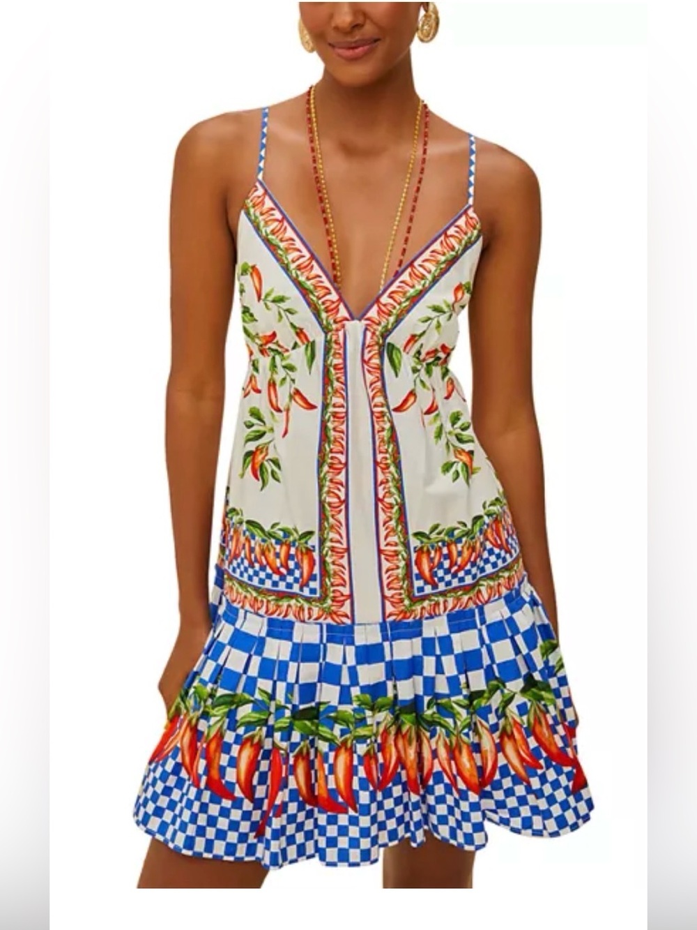 NEW FARM Rio $190 Picnic Peppers Ainika Mini babydoll dress sz L